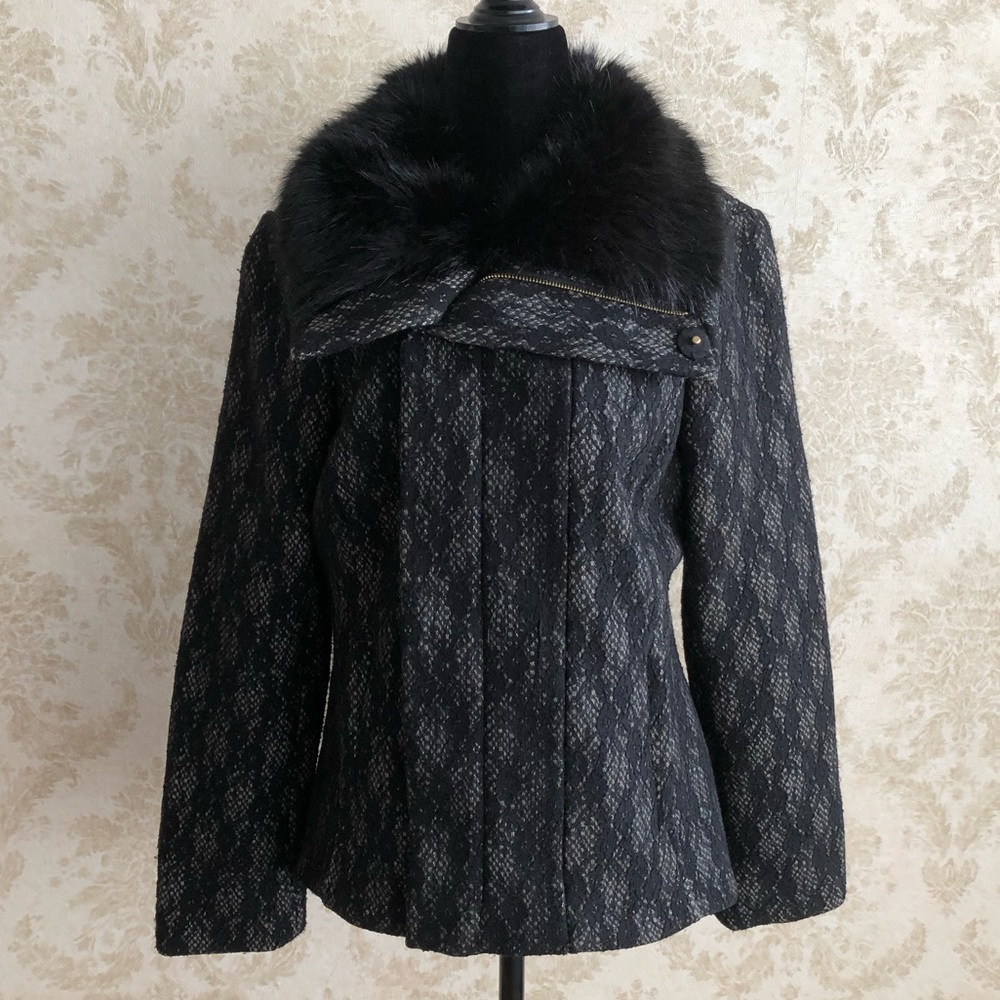 Bebe asymmetric lace pattern coat
